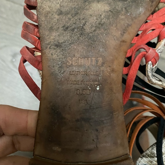 Schutz Agathe Snakeskin Gladiator Sandals 8.5 Multicolor - Picture 7 of 7